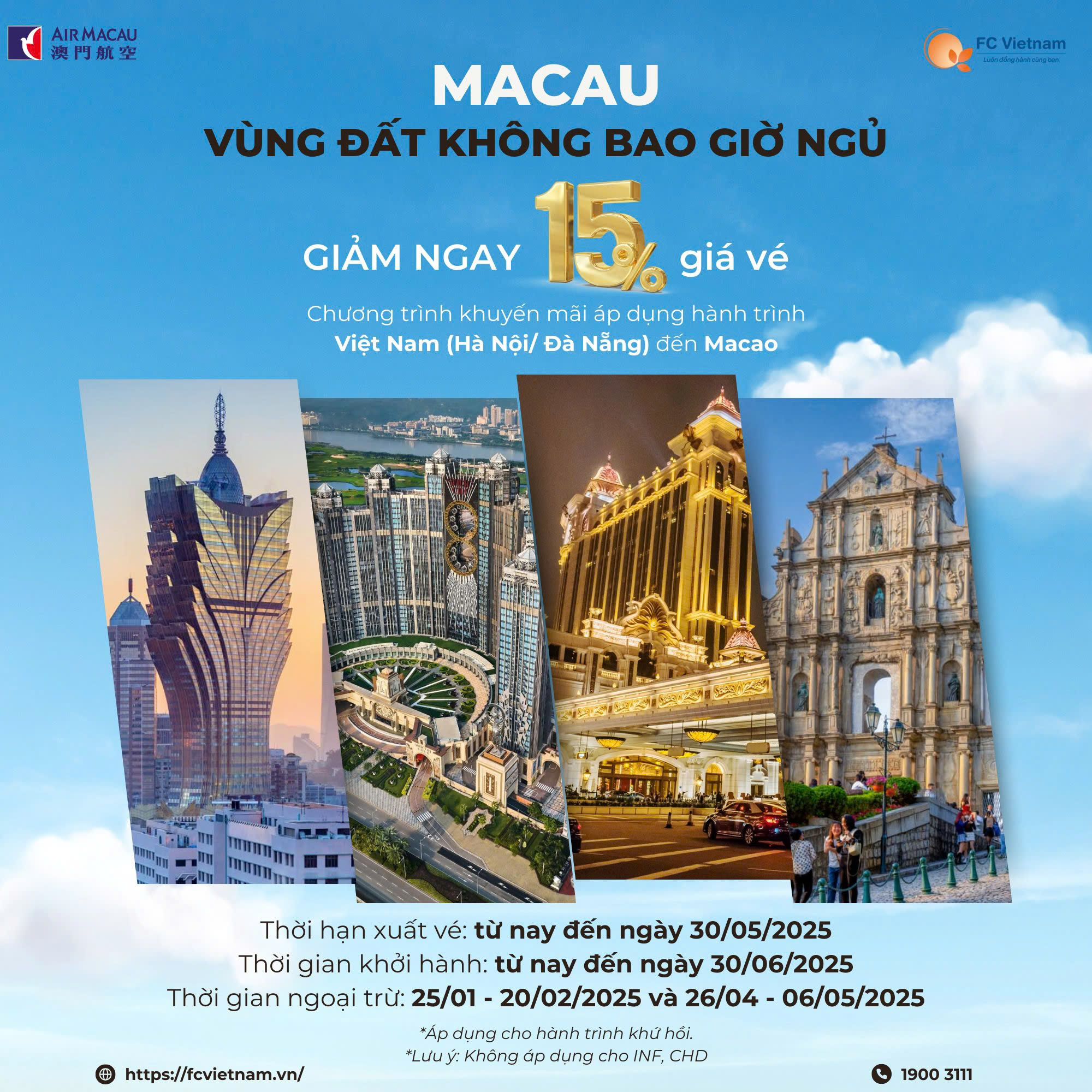 Ưu đãi bay Macau