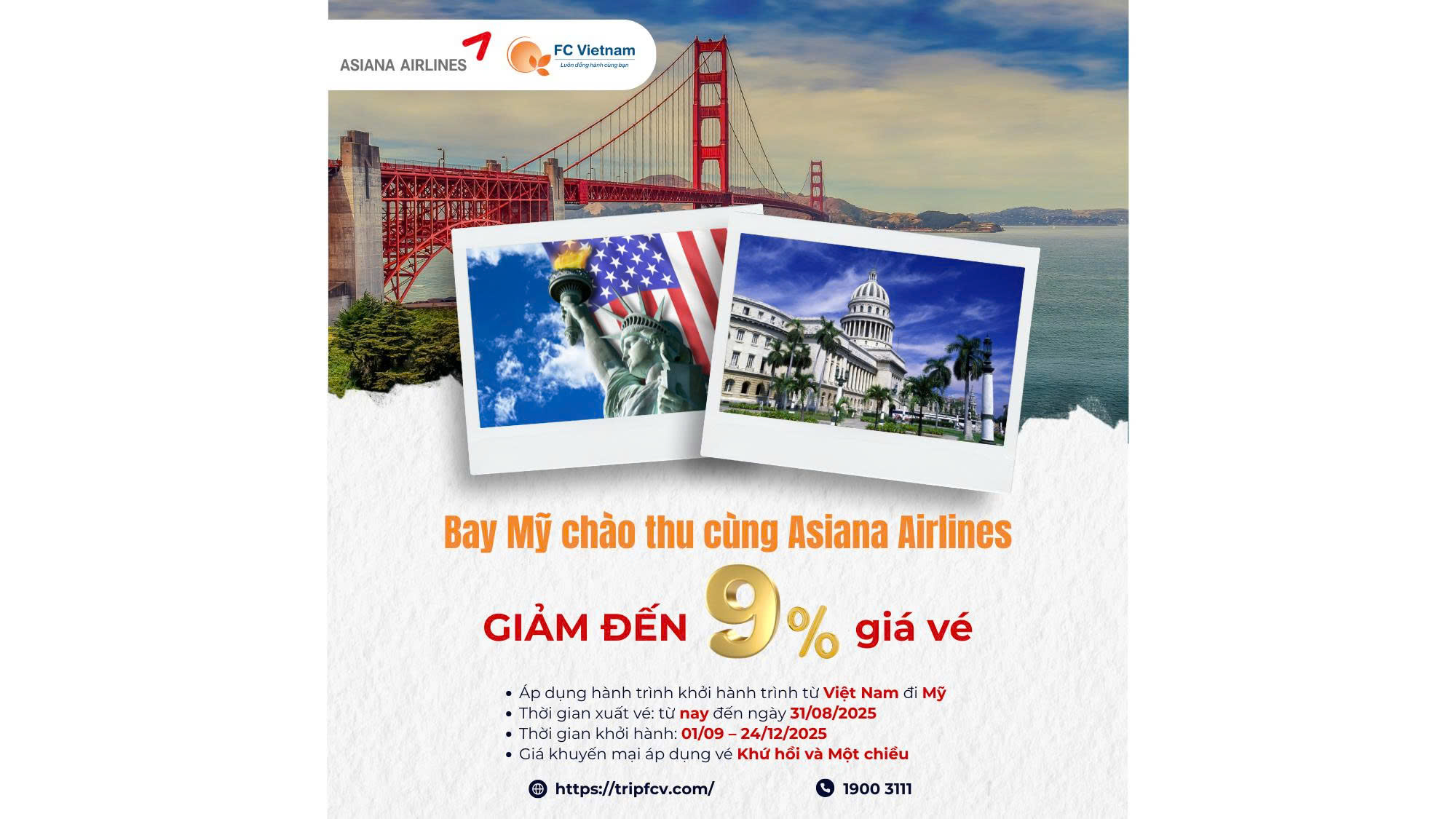 Bay Mỹ chào thu cùng Asiana Airlines
