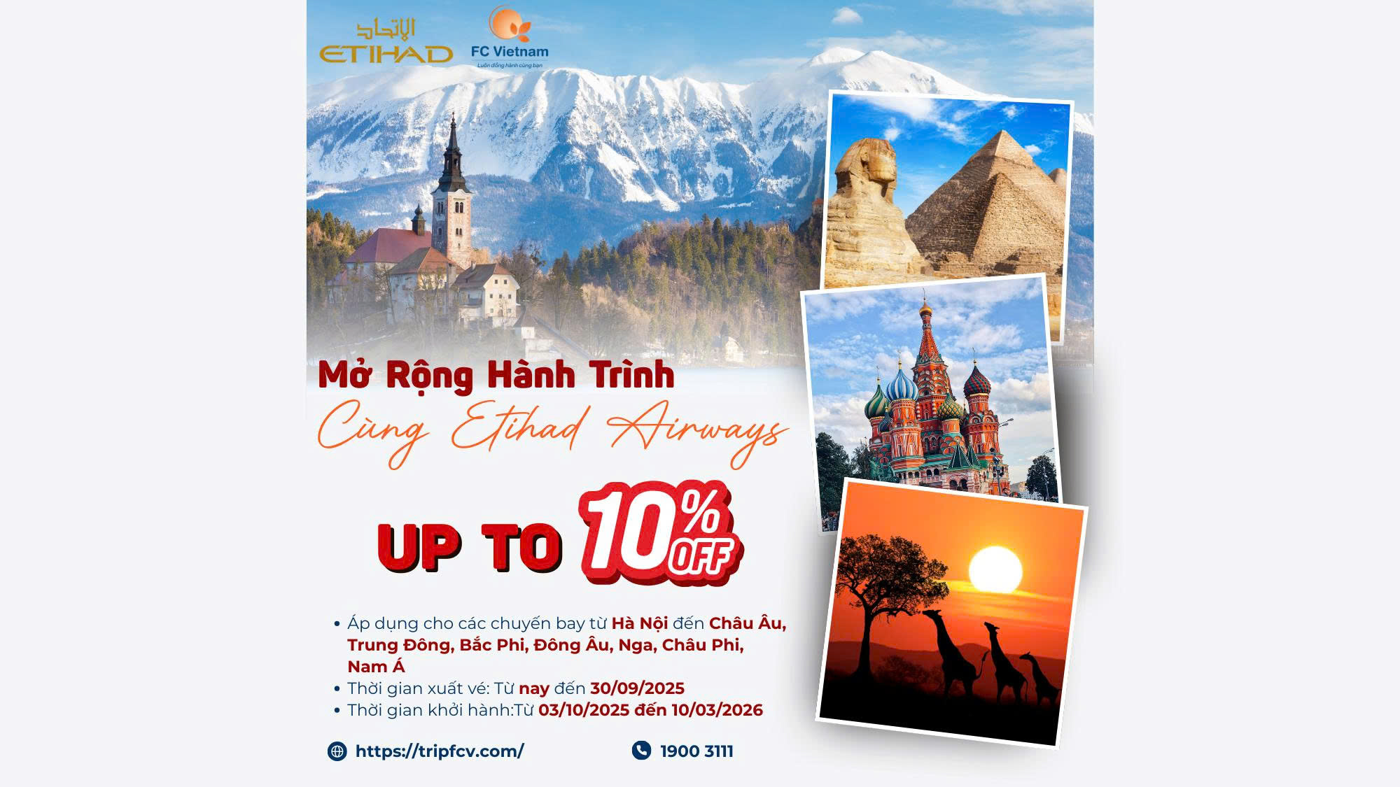 Etihad Airways – Ưu Đãi Bay Quốc Tế Tăng Lên Đến 10%!