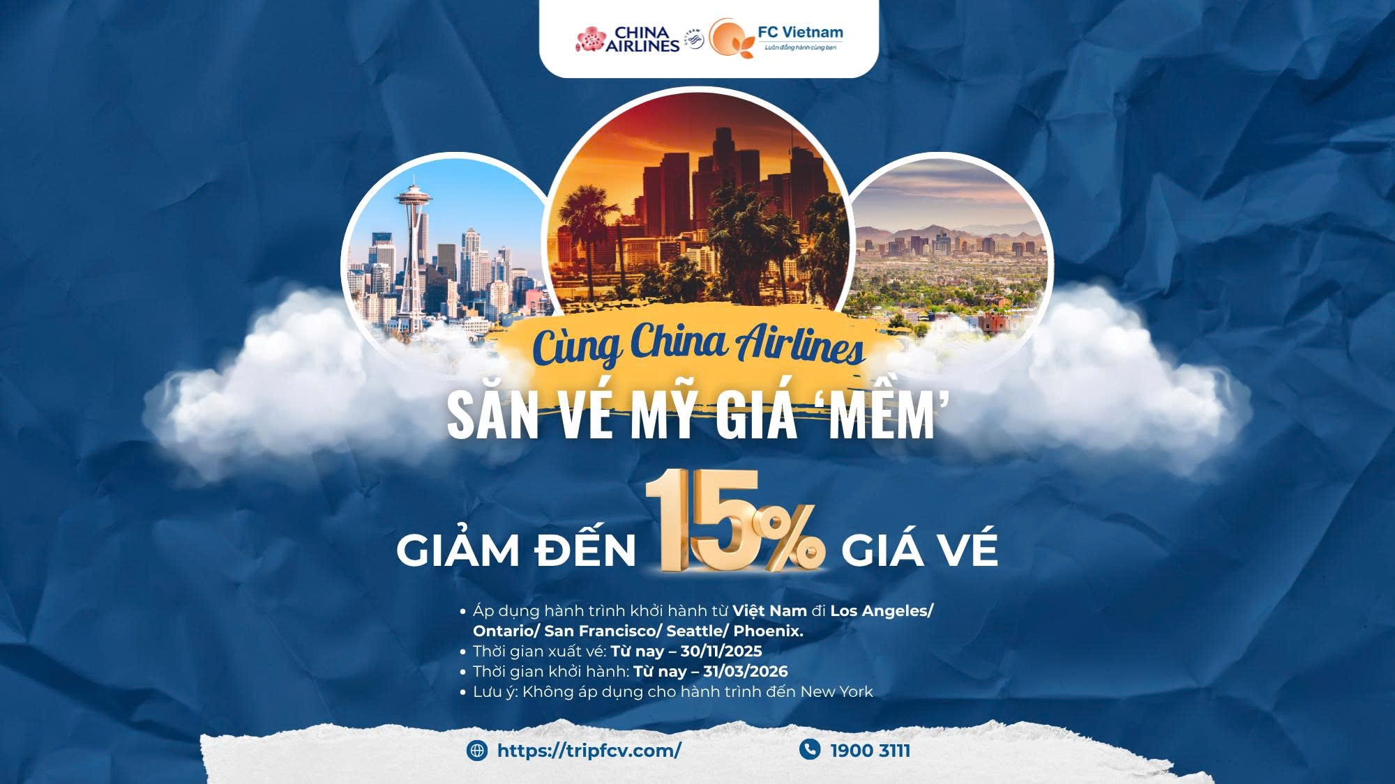 Cùng China Airlines| Săn Vé Mỹ Giá ‘Mềm’