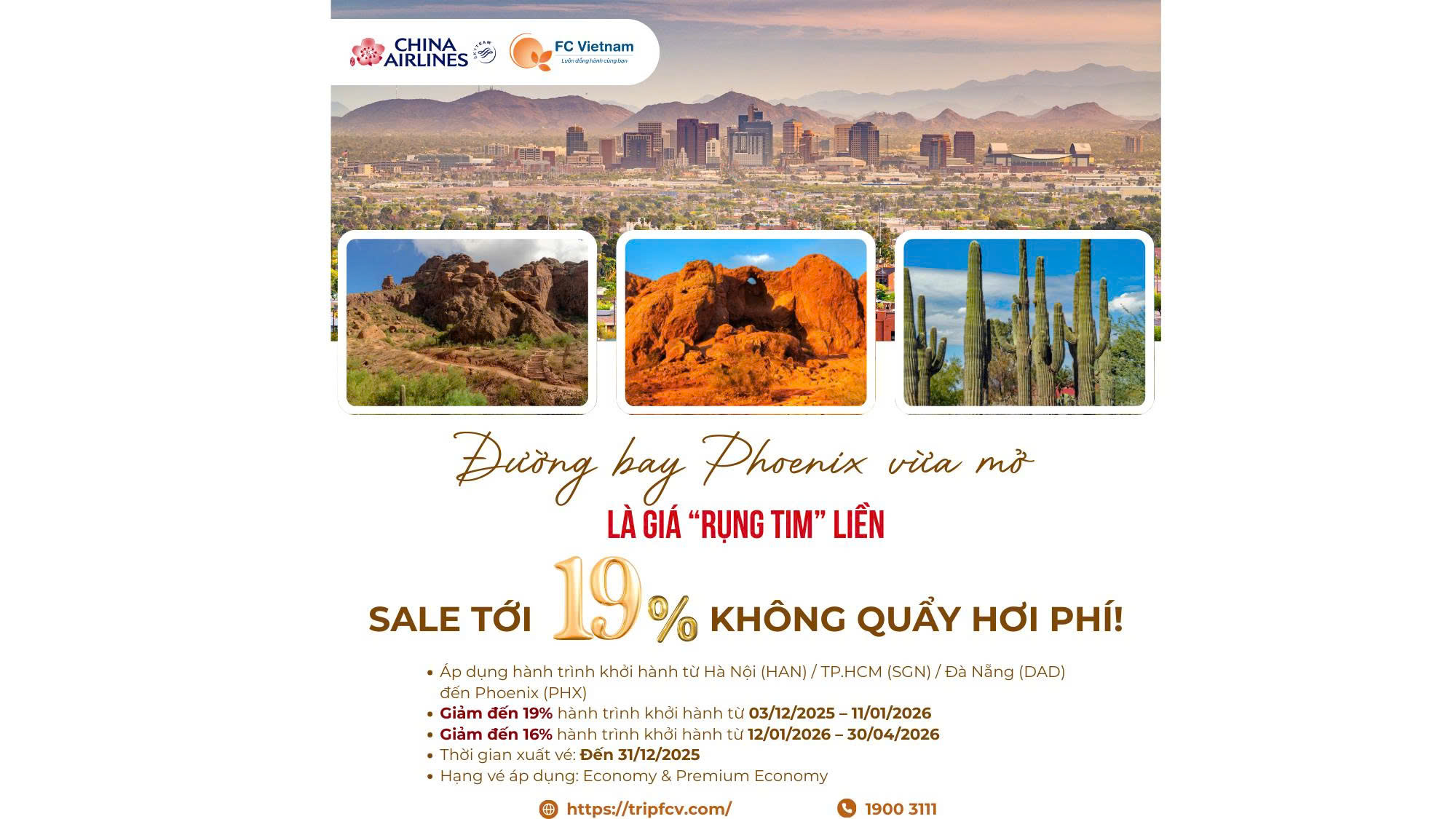 ĐƯỜNG BAY PHOENIX VỪA MỞ LÀ GIÁ “RỤNG TIM” LIỀN