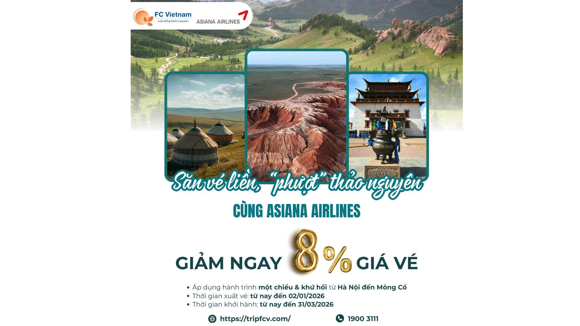 Săn vé liền, “phượt” thảo nguyên | Cùng Asiana Airlines