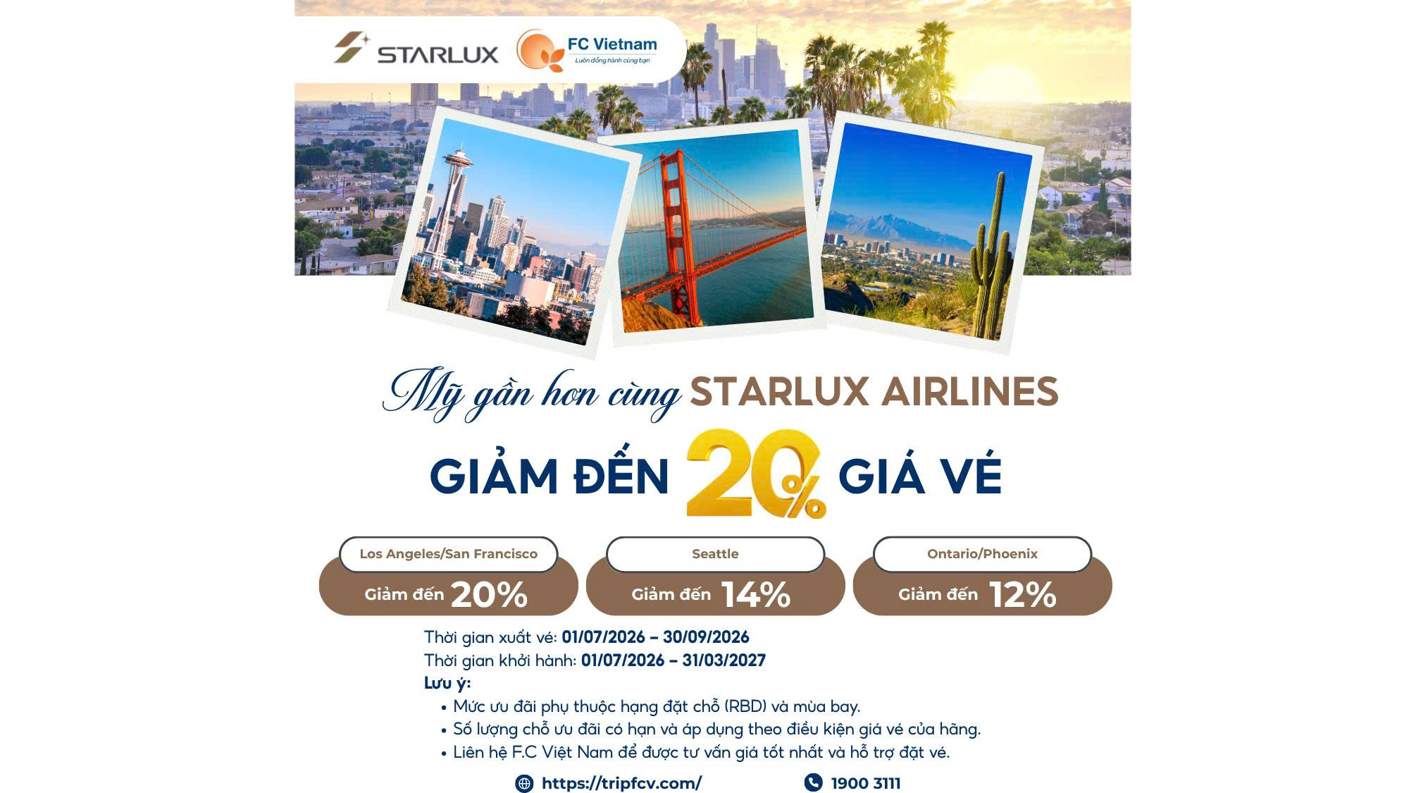 BAY MỸ CÙNG STARLUX AIRLINES, ƯU ĐÃI ĐẾN 20%!